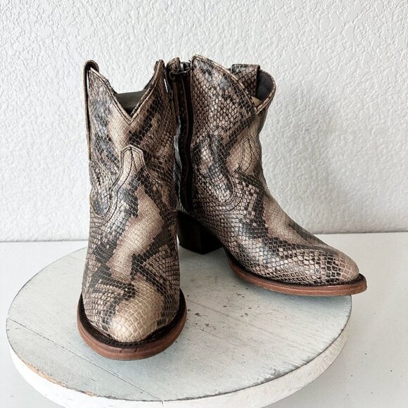 Lane PLAIN JANE Womens Short Cowboy Boots 5.5 Cowgirl Western Brown Animal Print - Picture 11 of 11